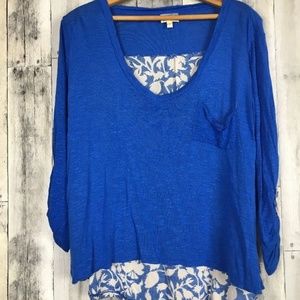 Anthropologie Porridge Small Blue Blouse Floral